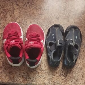 Kids Red sneakers and Blue water shoes Nike Shoes size 9